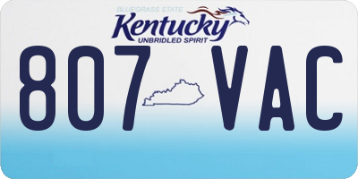 KY license plate 807VAC