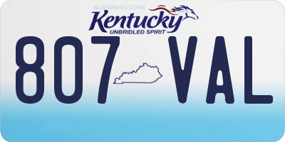 KY license plate 807VAL