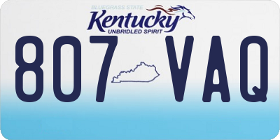 KY license plate 807VAQ