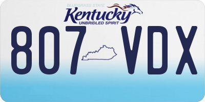 KY license plate 807VDX