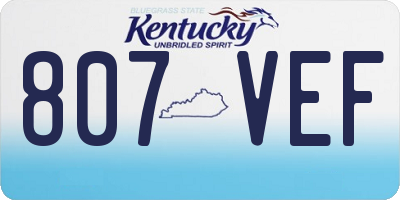 KY license plate 807VEF