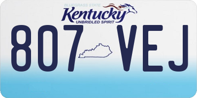 KY license plate 807VEJ