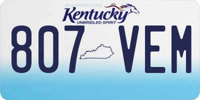 KY license plate 807VEM