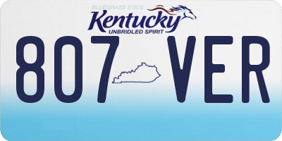 KY license plate 807VER