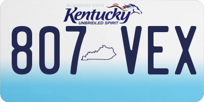 KY license plate 807VEX