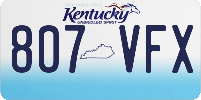 KY license plate 807VFX