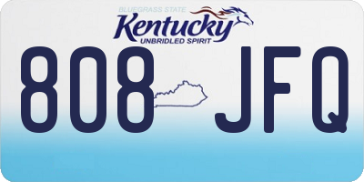 KY license plate 808JFQ