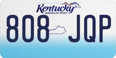KY license plate 808JQP