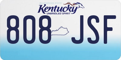 KY license plate 808JSF