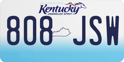 KY license plate 808JSW