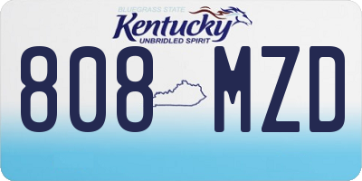 KY license plate 808MZD