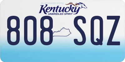 KY license plate 808SQZ