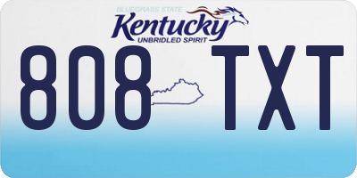 KY license plate 808TXT