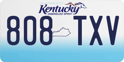 KY license plate 808TXV