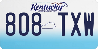 KY license plate 808TXW