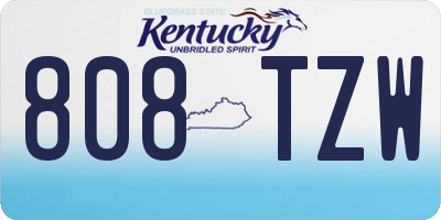 KY license plate 808TZW