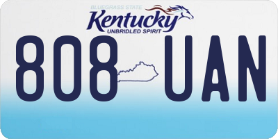 KY license plate 808UAN