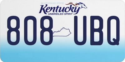 KY license plate 808UBQ