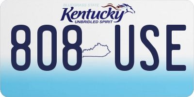 KY license plate 808USE
