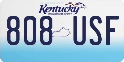 KY license plate 808USF