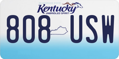 KY license plate 808USW