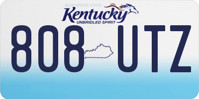 KY license plate 808UTZ