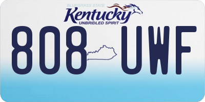 KY license plate 808UWF