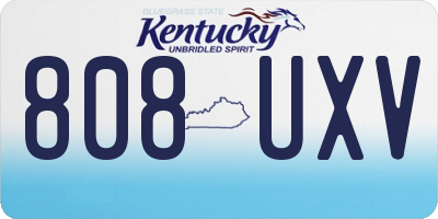 KY license plate 808UXV