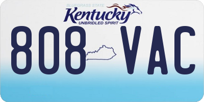 KY license plate 808VAC