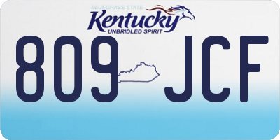 KY license plate 809JCF