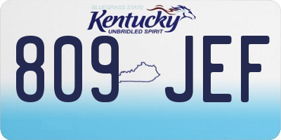 KY license plate 809JEF