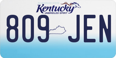 KY license plate 809JEN