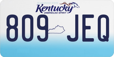 KY license plate 809JEQ