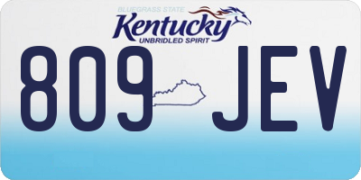 KY license plate 809JEV