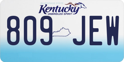 KY license plate 809JEW