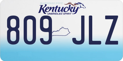 KY license plate 809JLZ