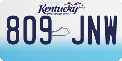 KY license plate 809JNW