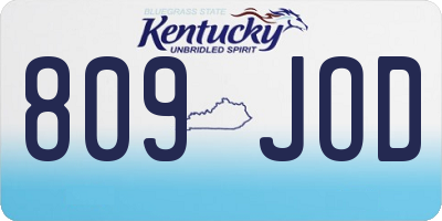 KY license plate 809JOD