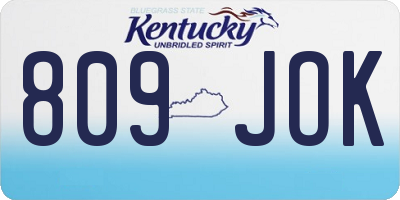 KY license plate 809JOK