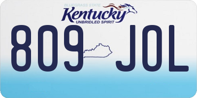 KY license plate 809JOL