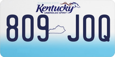 KY license plate 809JOQ