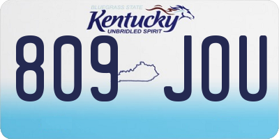 KY license plate 809JOU