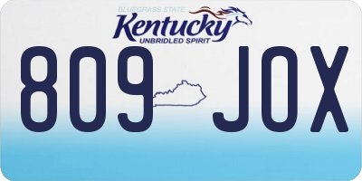 KY license plate 809JOX