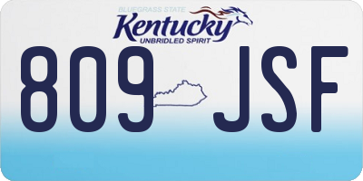 KY license plate 809JSF