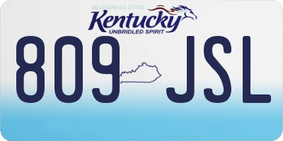 KY license plate 809JSL