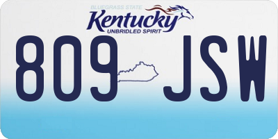 KY license plate 809JSW