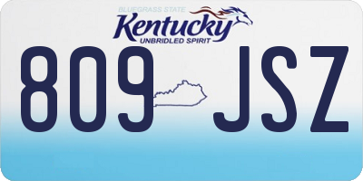 KY license plate 809JSZ