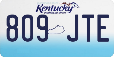 KY license plate 809JTE