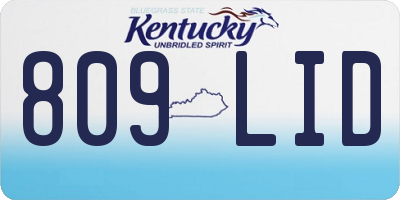 KY license plate 809LID