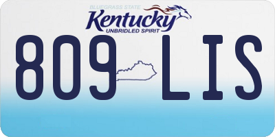 KY license plate 809LIS